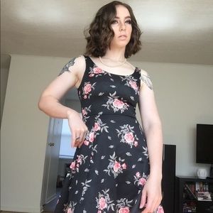Divided flower skater dress